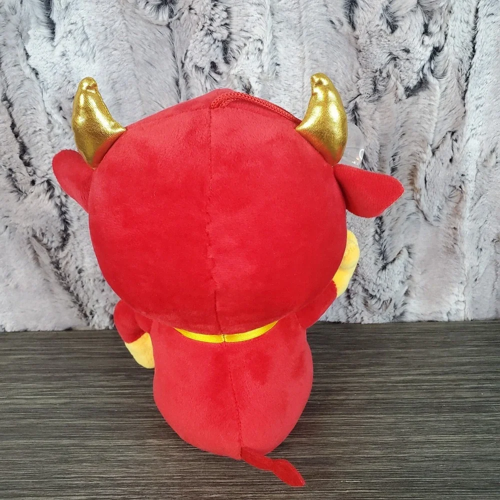 2021 Year of the Ox Mascot Doll‎ Plush Toys Red HANGING Bull New Year Christmas